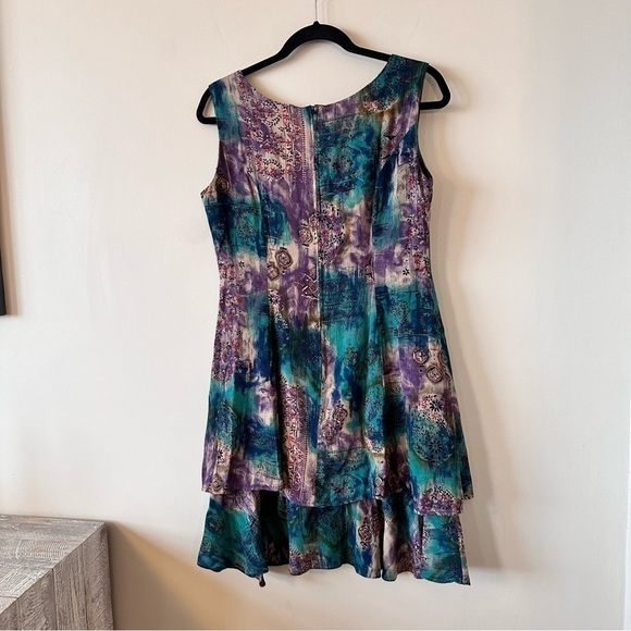 Vintage “Allegra” Floral Watercolour Tiered Dress - Picture 3 of 14